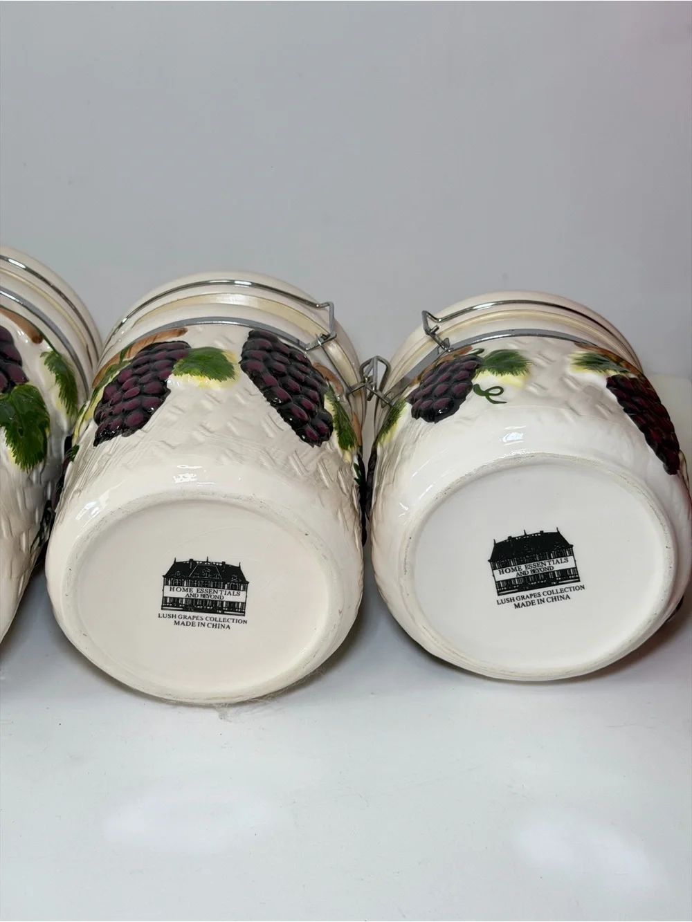 Vintage Home Essentials and Beyond Ceramic Canister Set - Lush Grapes 4-Piece